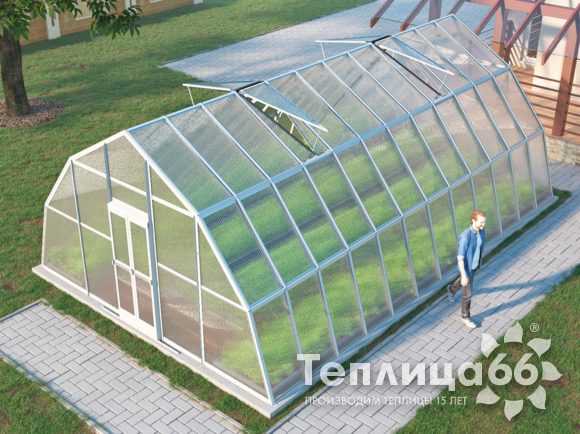 Теплица Рада Балхаш из поликарбоната, 5х8 метров, белая